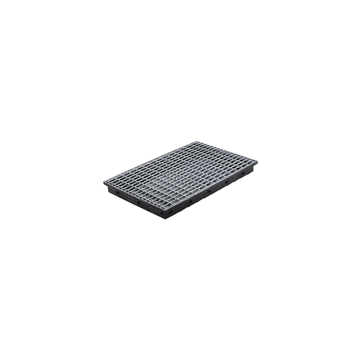 Vană de raft din PE pentru recipiente mici – CEMO, 30 l capacitate de captare, cu grătar din oțel-0