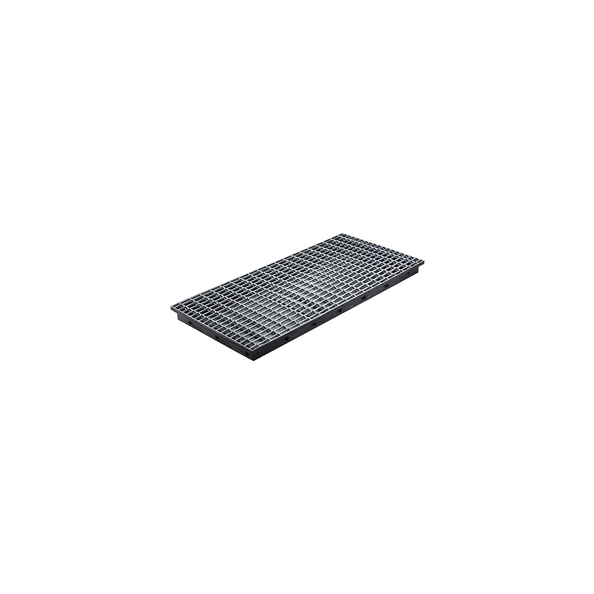 Vană de raft din PE pentru recipiente mici – CEMO, 40 l capacitate de captare, cu grătar din oțel-0