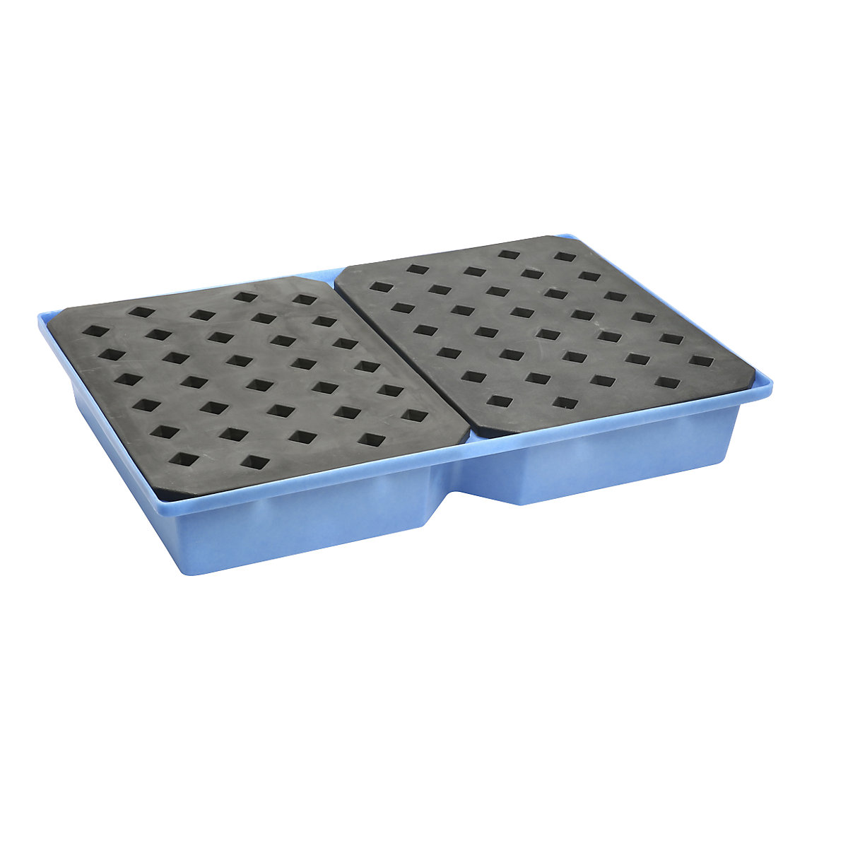 Vană din PE pentru recipiente mici și paleți, lung. x lăț. x î. 1200 x 800 x 185 mm, capacitate de captare 100 l, cu grătar din PE-0