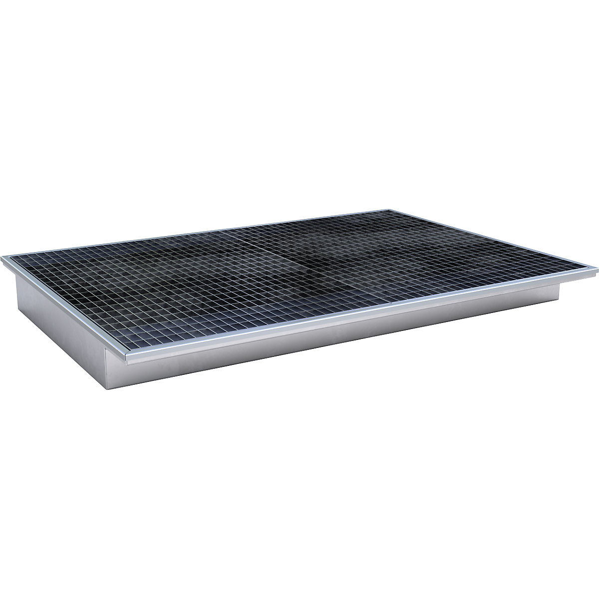 Vană inserabilă pentru raft – eurokraft pro, cu inserție din PE și grătar, lung. x lăț. x î. 1765 x 1265 x 165 mm, zincată la cald-0