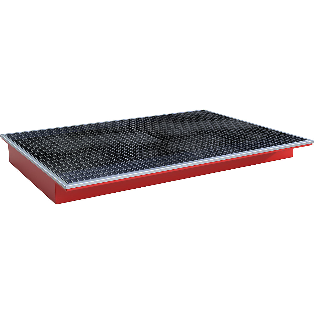 Vană inserabilă pentru raft – eurokraft pro, cu inserție din PE și grătar, lung. x lăț. x î. 1765 x 1265 x 165 mm, vopsită roșu-0