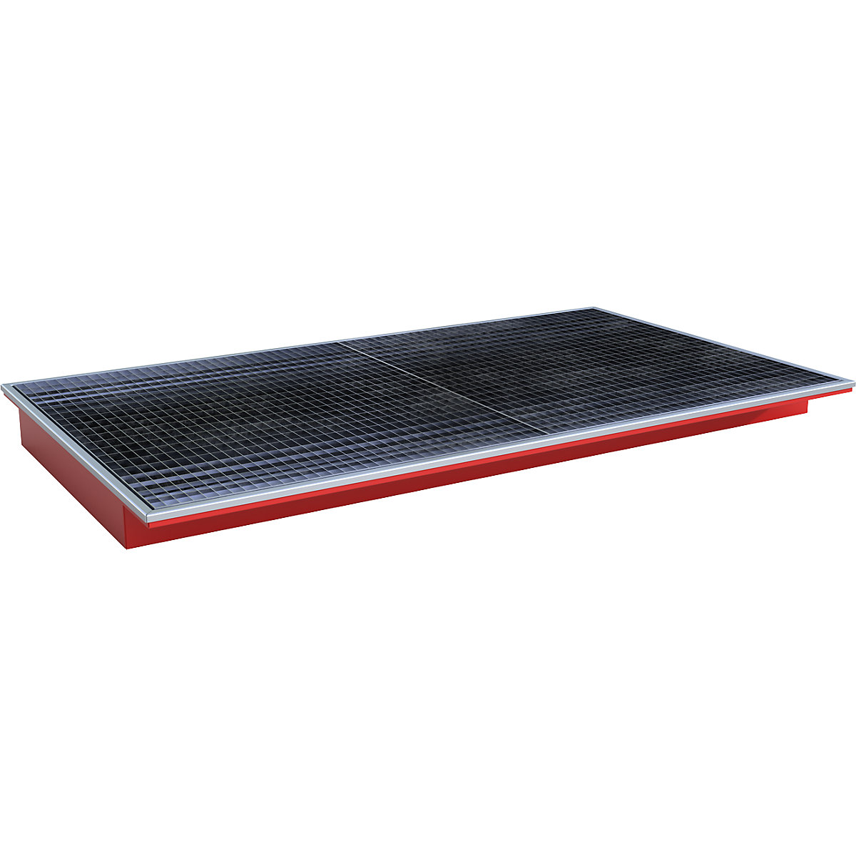 Vană inserabilă pentru raft – eurokraft pro, cu inserție din PE și grătar, lung. x lăț. x î. 2165 x 1265 x 145 mm, vopsită roșu-0