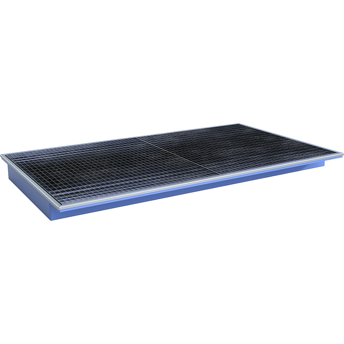 Vană inserabilă pentru raft – eurokraft pro, cu inserție din PE și grătar, lung. x lăț. x î. 2165 x 1265 x 145 mm, vopsită albastru-0