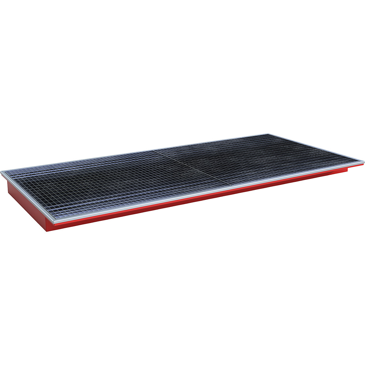 Vană inserabilă pentru raft – eurokraft pro, cu inserție din PE și grătar, lung. x lăț. x î. 2665 x 1265 x 135 mm, vopsită roșu-0