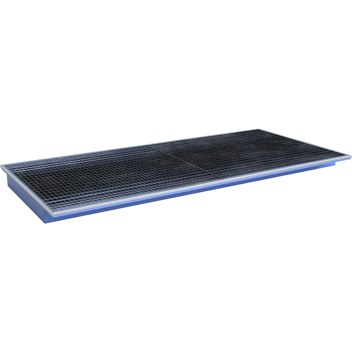 Vană inserabilă pentru raft – eurokraft pro, cu inserție din PE și grătar, lung. x lăț. x î. 2665 x 1265 x 135 mm, vopsită albastru-0