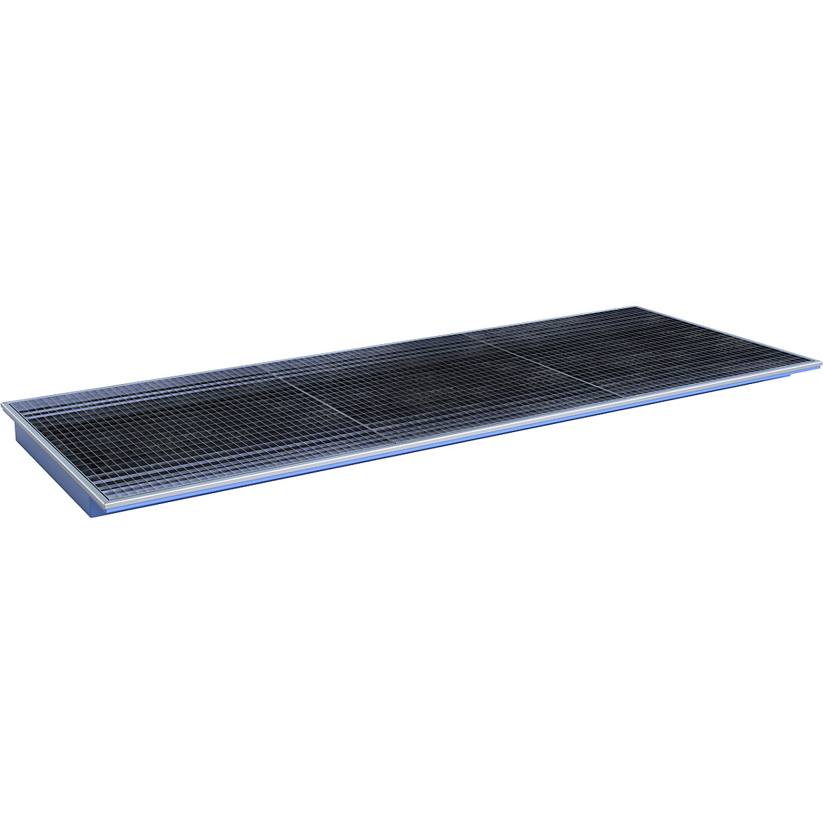 Vană inserabilă pentru raft – eurokraft pro, cu inserție din PE și grătar, lung. x lăț. x î. 3265 x 1265 x 115 mm, vopsită albastru-0