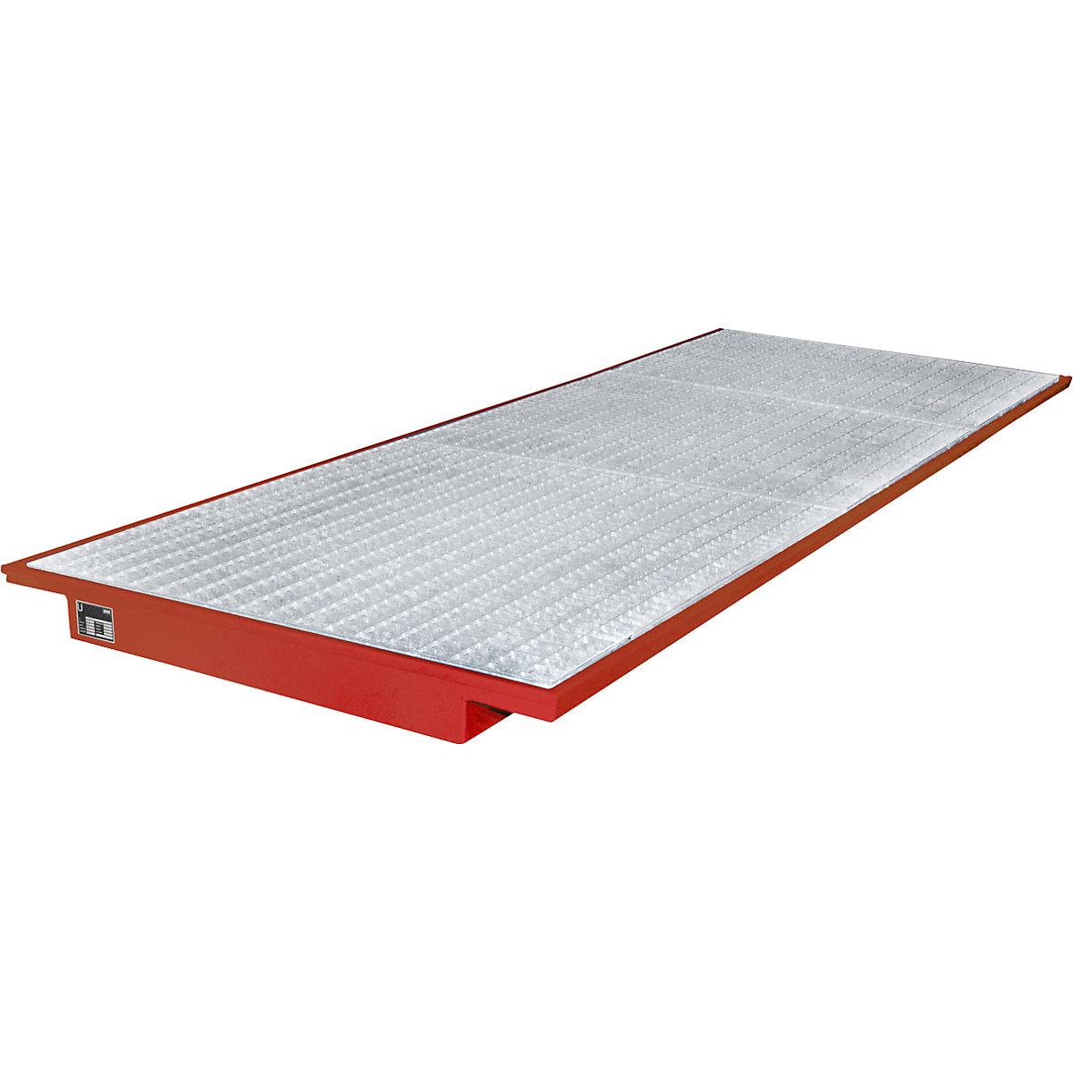 Vană inserabilă pentru raft – eurokraft pro, cu grătar zincat, lung. x lăț. 3550 x 1250 mm, vopsită roșu-0