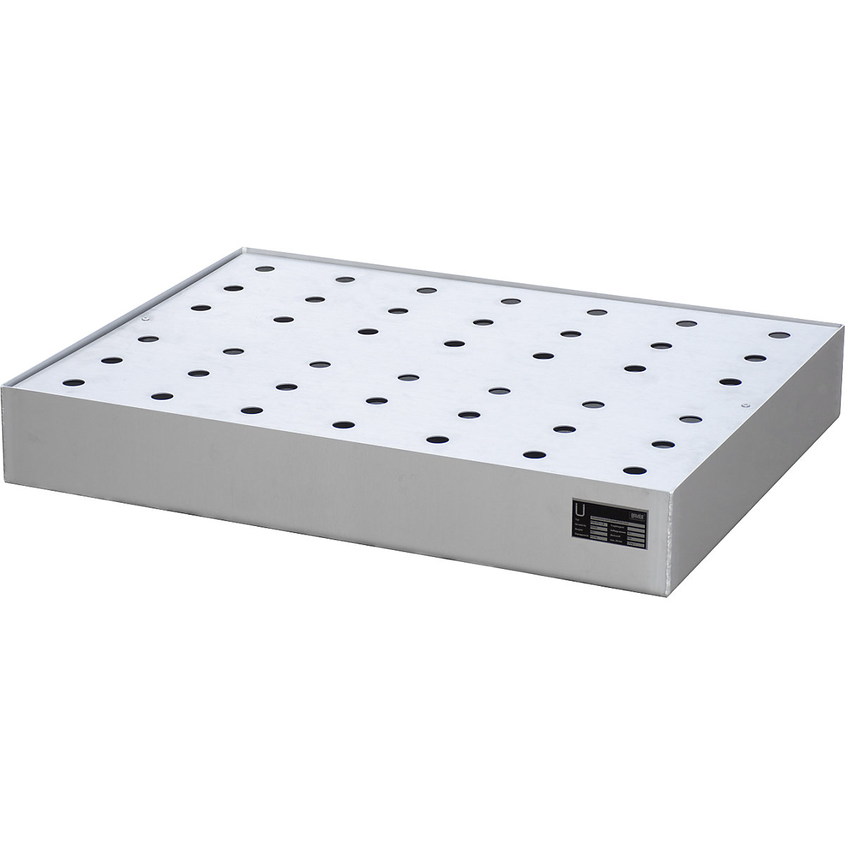 Vană pentru recipiente mici, pentru paleți – eurokraft pro, din inox, volum 45 l, cu grătar perforat din oțel inoxidabil-0