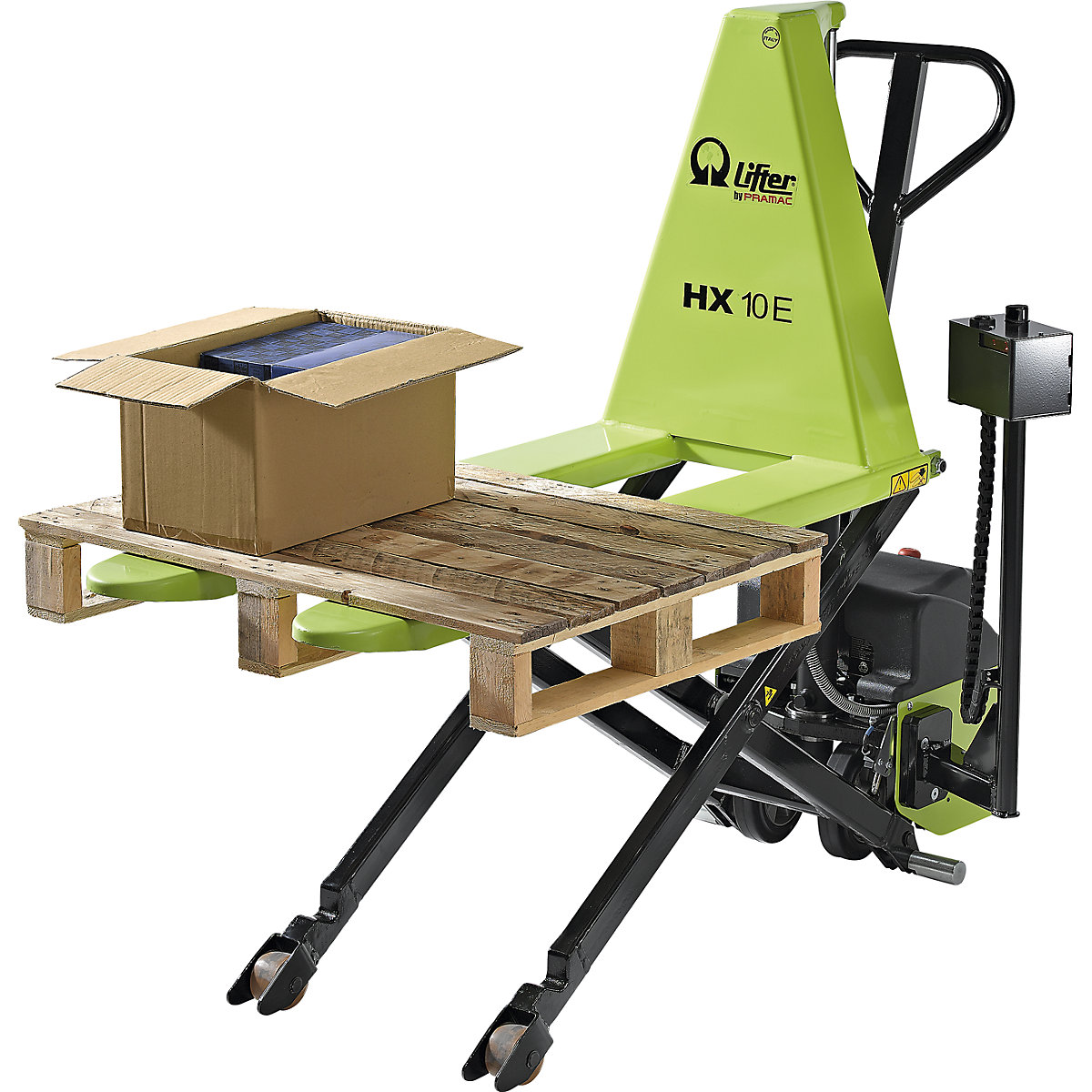 Transpallet a pantografo, elettroidraulico con regolazione del livello – Pramac, portata 1000 kg, lunghezza forche 1150 mm-0