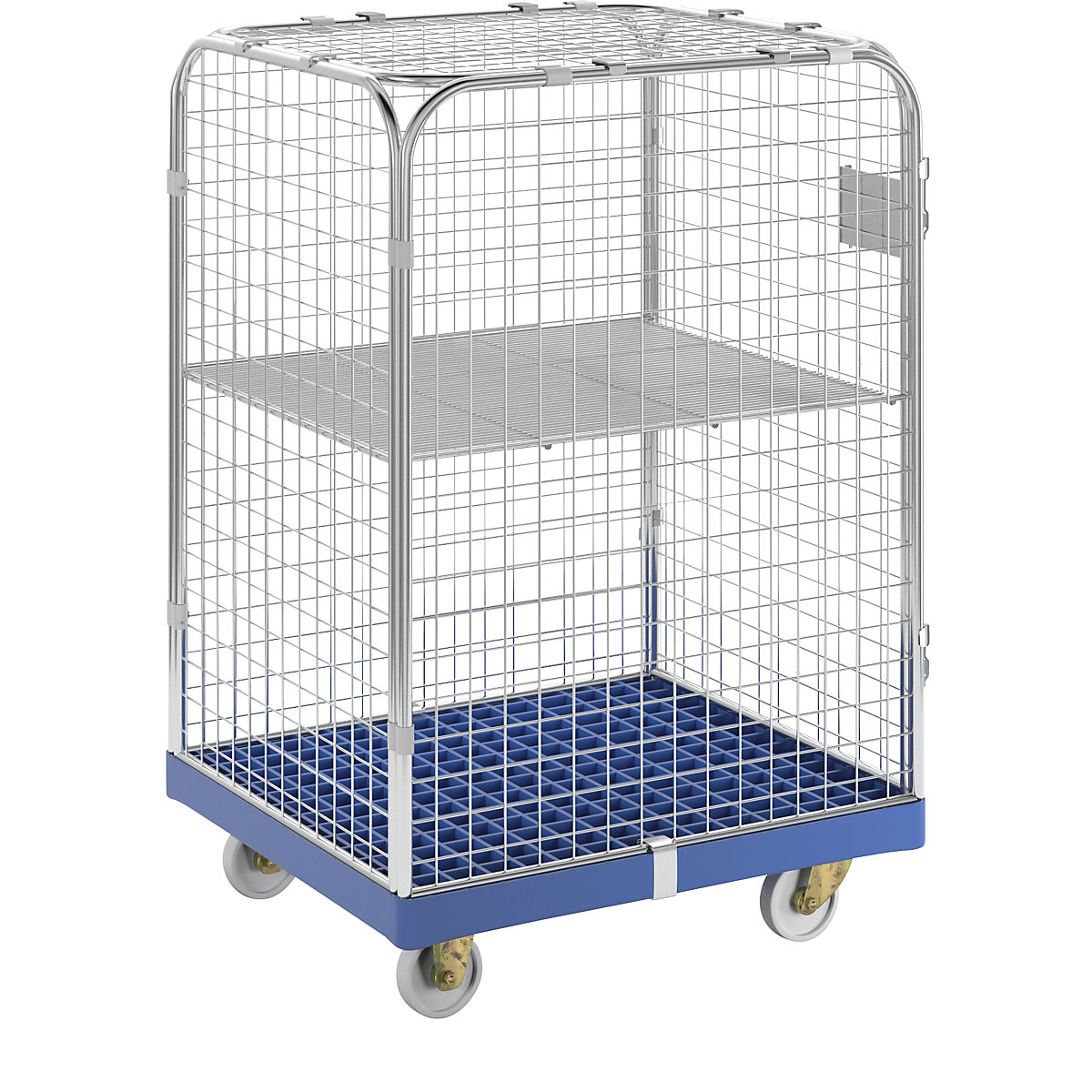 Rollcontainer SAFE, alt. x largh. x prof. 1200 x 720 x 810 mm, pianale con ruote blu-1