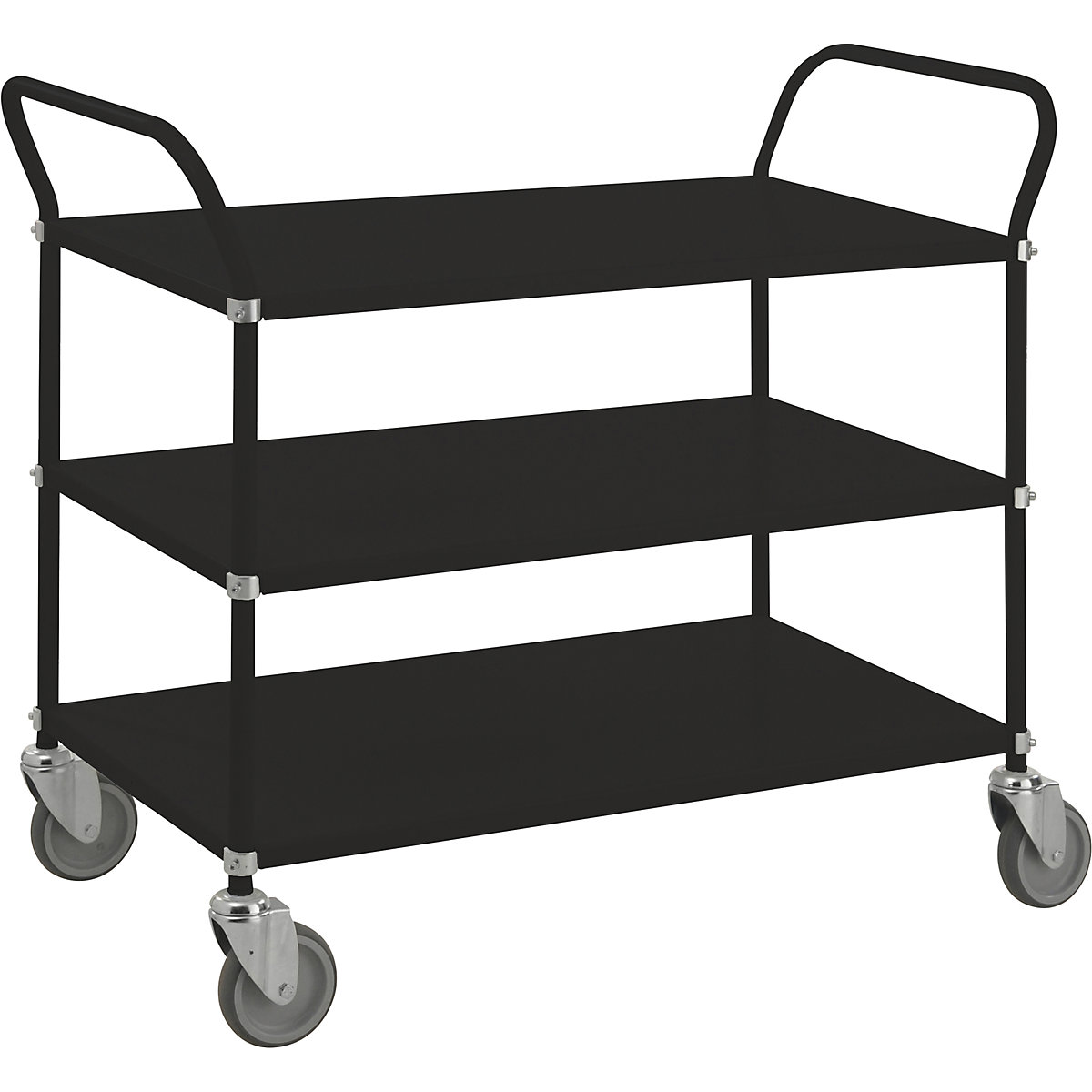 Carrello di servizio nero – Kongamek, portata 250 kg, 3 ripiani-1