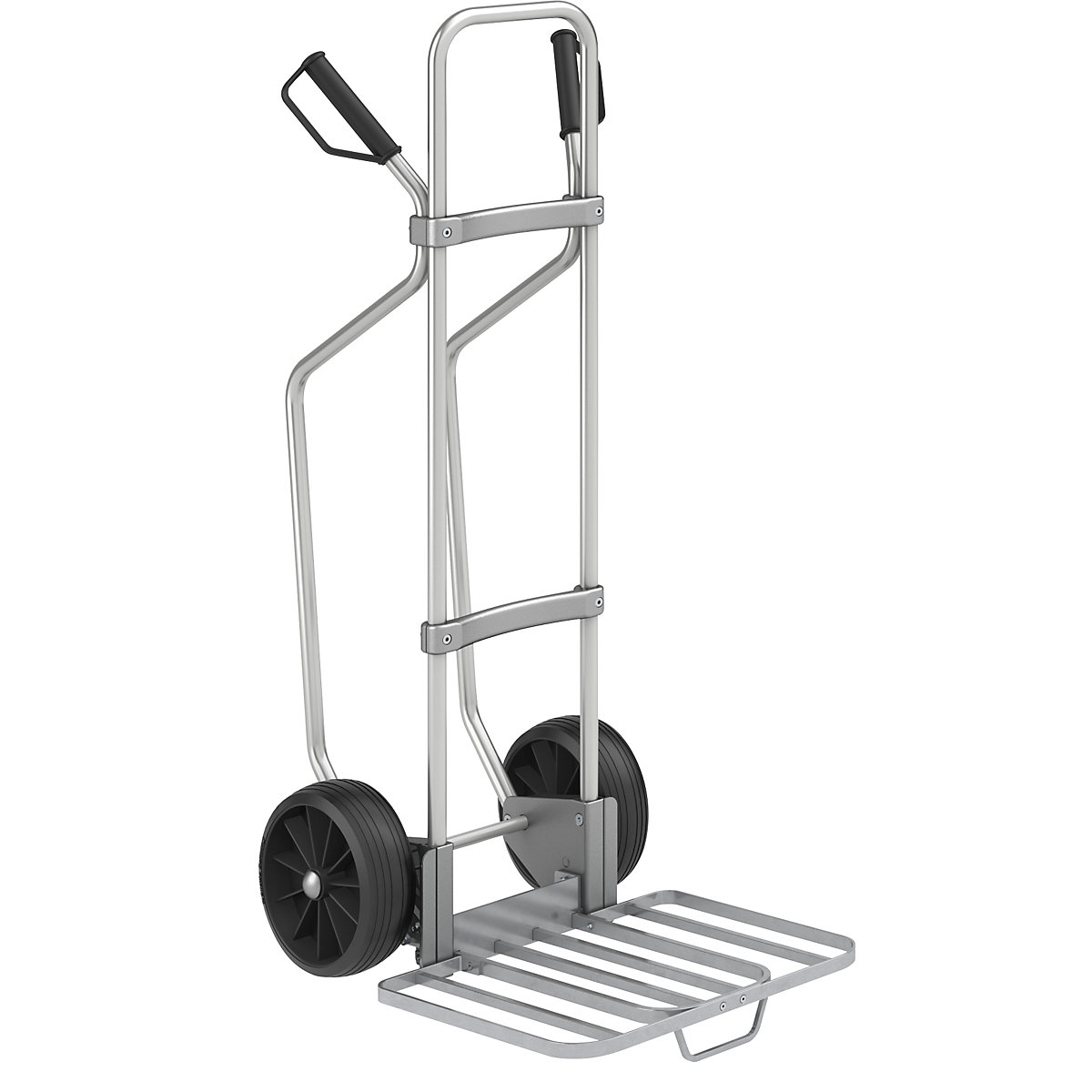 EUROKRAFTpro – Carrello per sacchi in alluminio con pattini, piano di appoggio per pacchi largh. x prof. 430 x 450 mm, zincato, con maniglia, ruote in gomma piena, a partire da 5 pz.