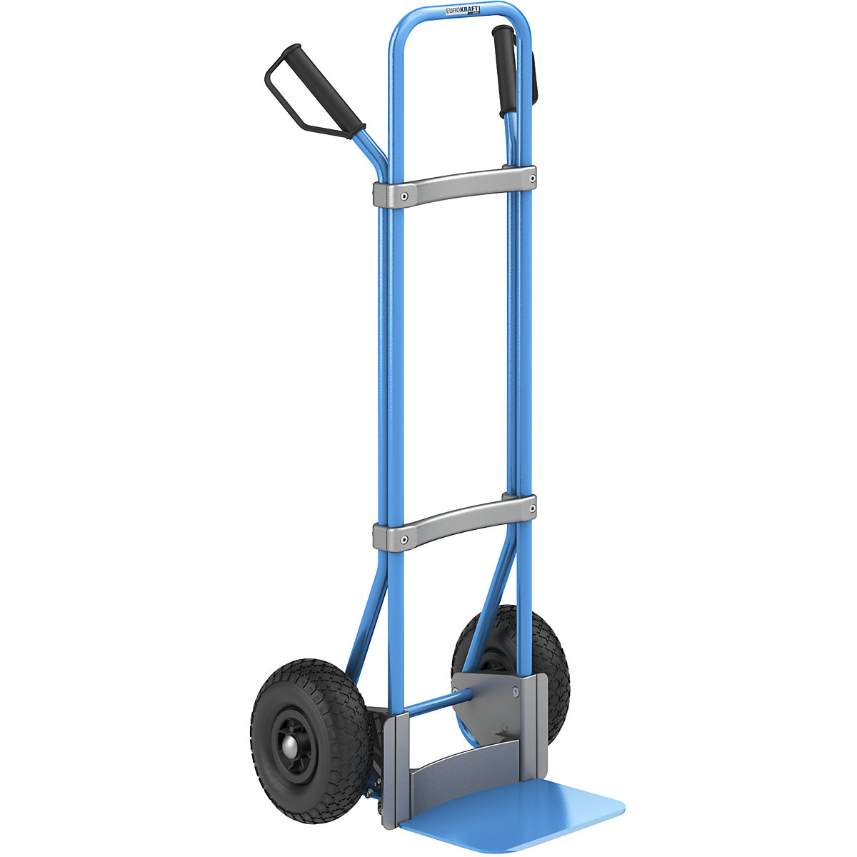 Carrello per sacchi, blu – eurokraft pro, piano di appoggio largh. x prof. 280 x 250 mm, blu, ruote con camera d'aria-0