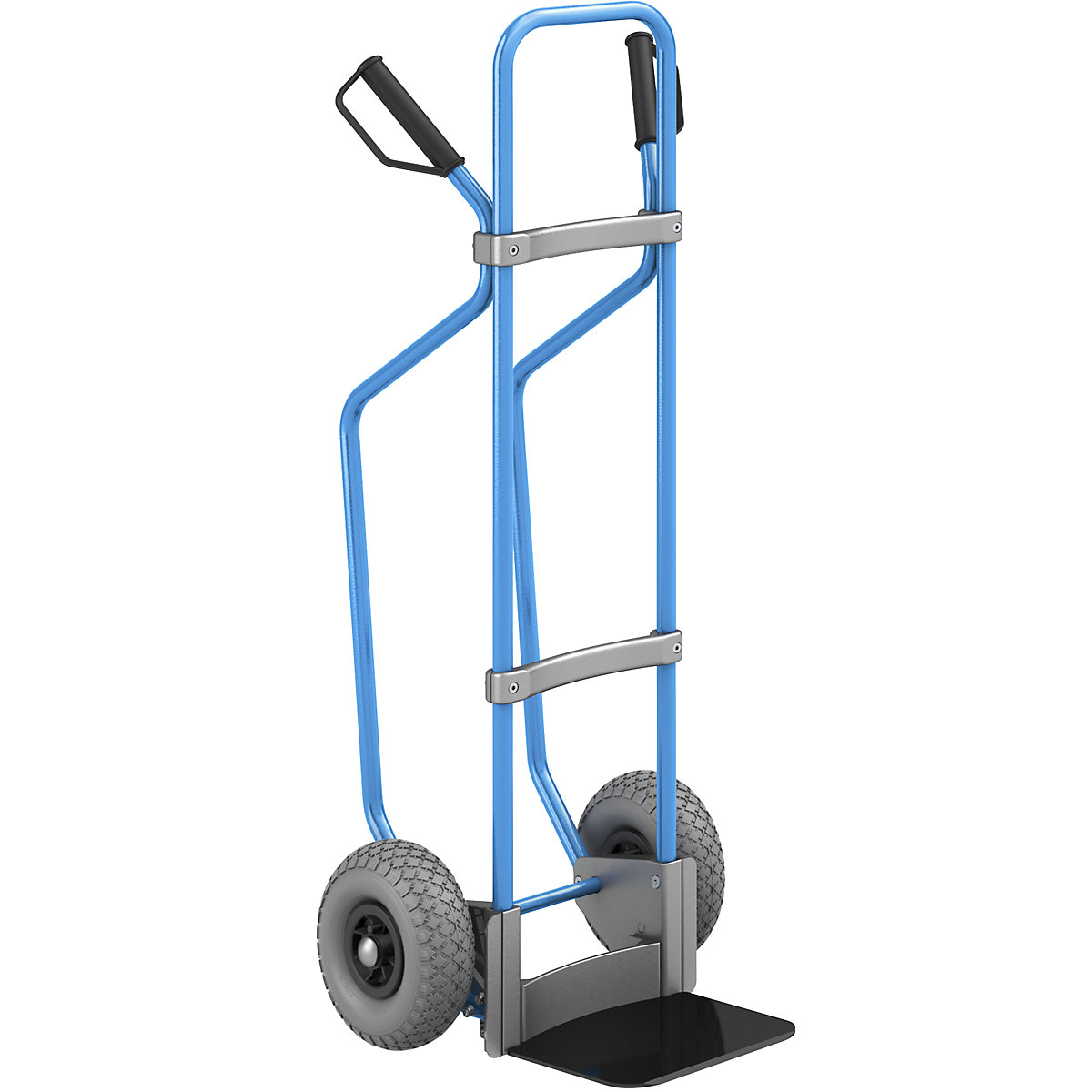 Carrello per sacchi con pattini, blu – eurokraft pro, piano di appoggio largh. x prof. 280 x 250 mm, nero, ruote in poliuretano-0