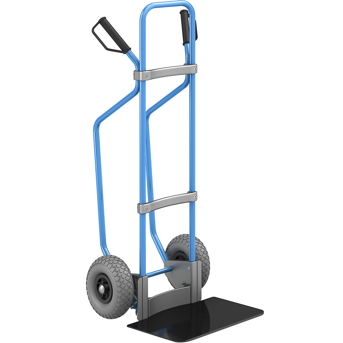 Carrello per sacchi con pattini, blu – eurokraft pro, piano di appoggio largh. x prof. 450 x 350 mm, nero, ruote in poliuretano-0
