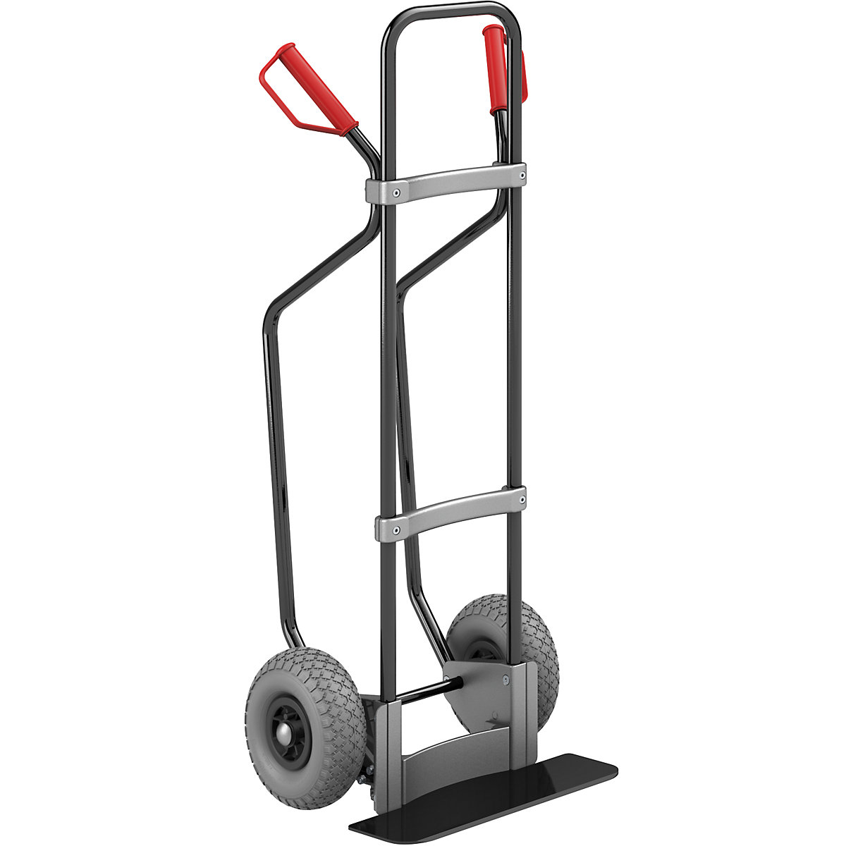 Carrello per sacchi con pattini, nero – eurokraft pro, piano di appoggio largh. x prof. 450 x 160 mm, nero, ruote in poliuretano-0