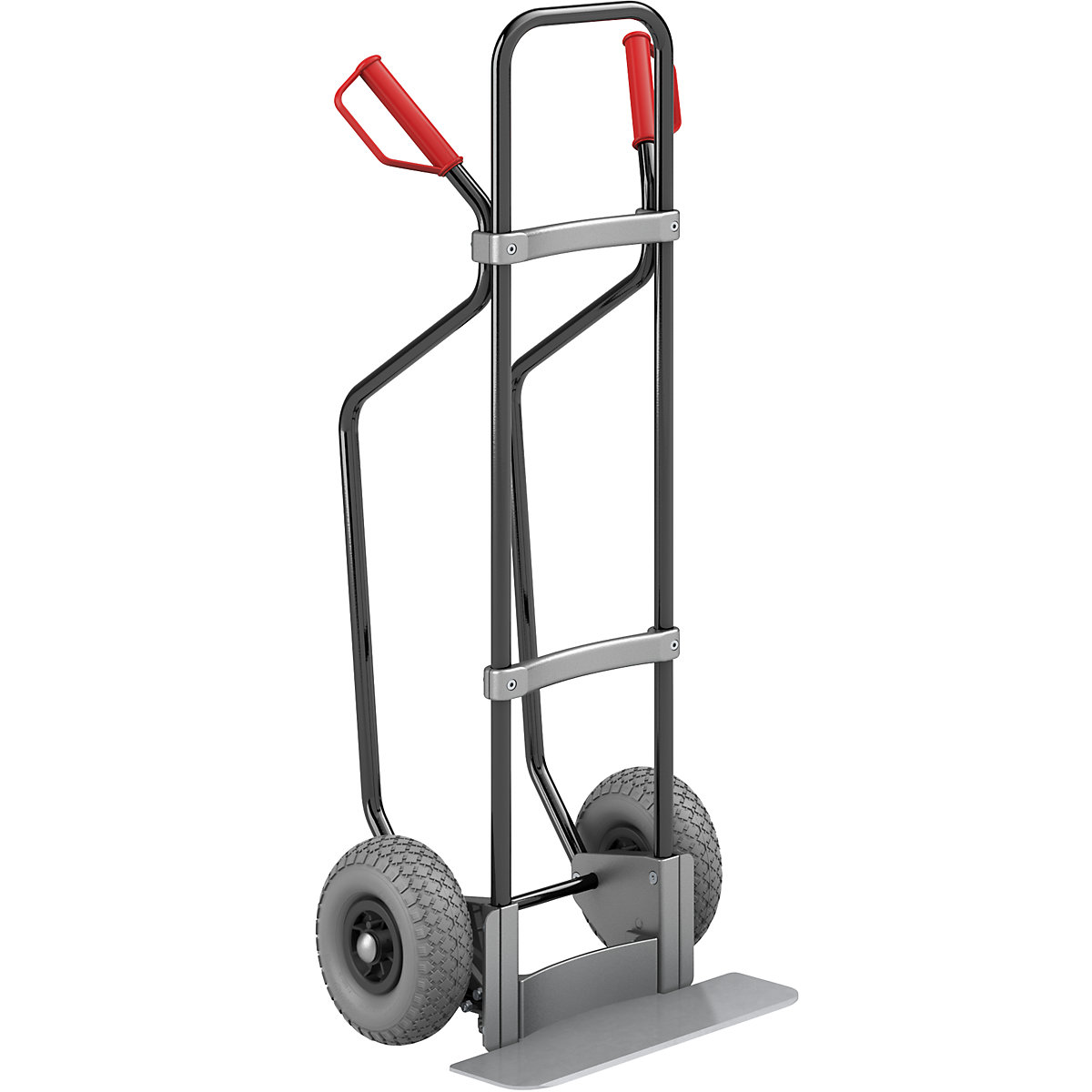Carrello per sacchi con pattini, nero – eurokraft pro, piano di appoggio largh. x prof. 450 x 160 mm, zincato, ruote in poliuretano-0