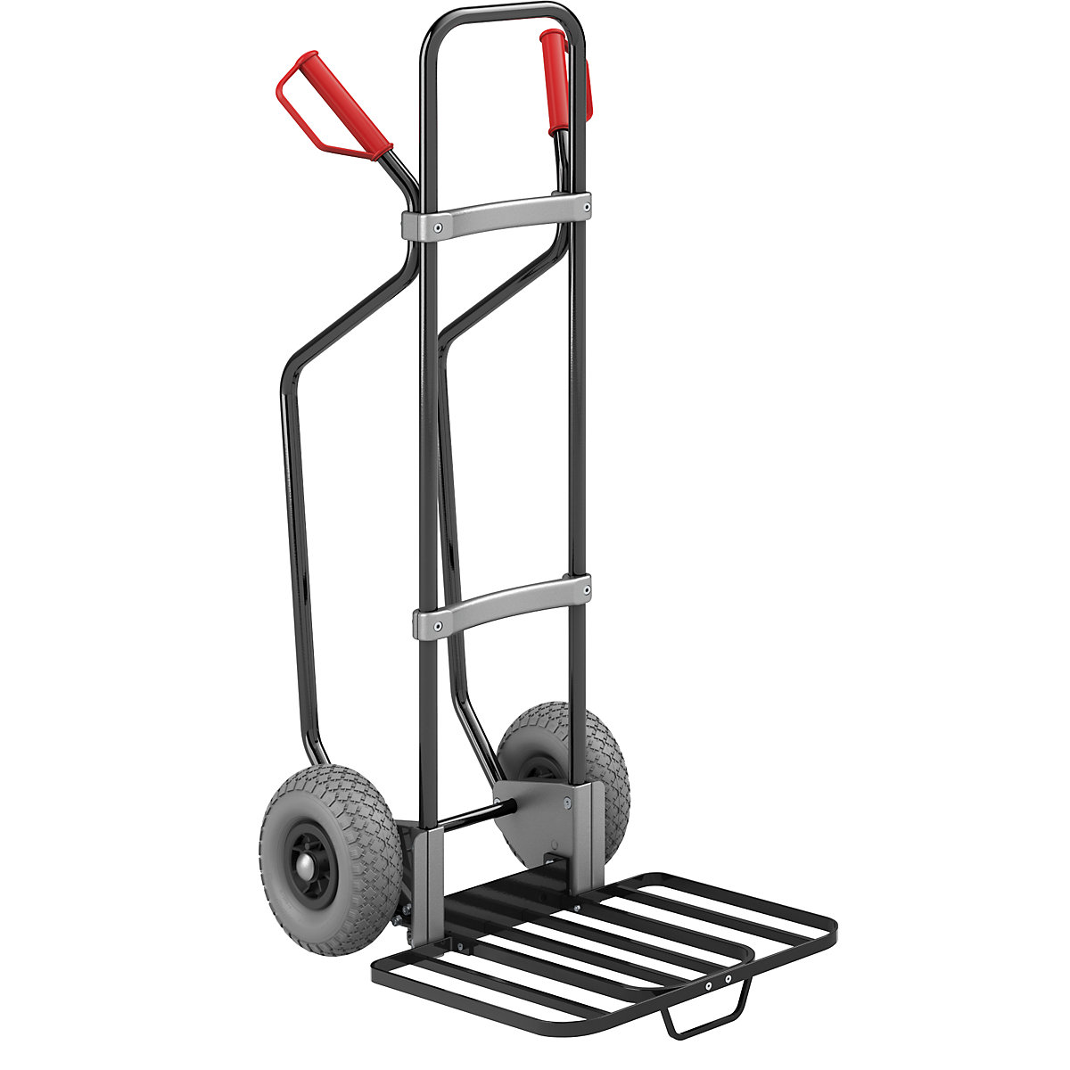 Carrello per sacchi con pattini, nero – eurokraft pro, piano di appoggio per pacchi largh. x prof. 430 x 450 mm, nero, con maniglia, ruote in poliuretano-0