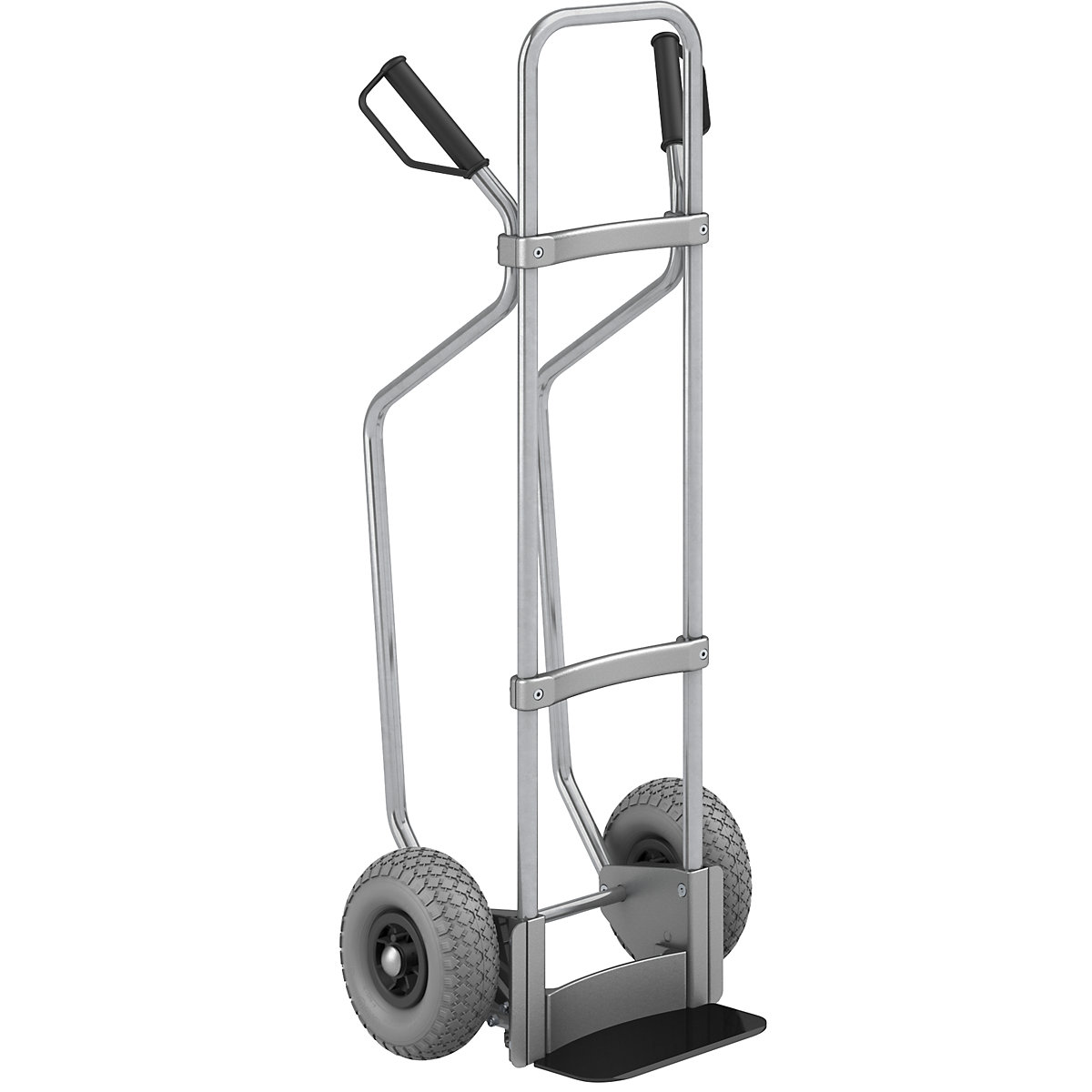 Carrello per sacchi con pattini, zincato – eurokraft pro, piano di appoggio largh. x prof. 280 x 140 mm, nero, ruote in poliuretano-0
