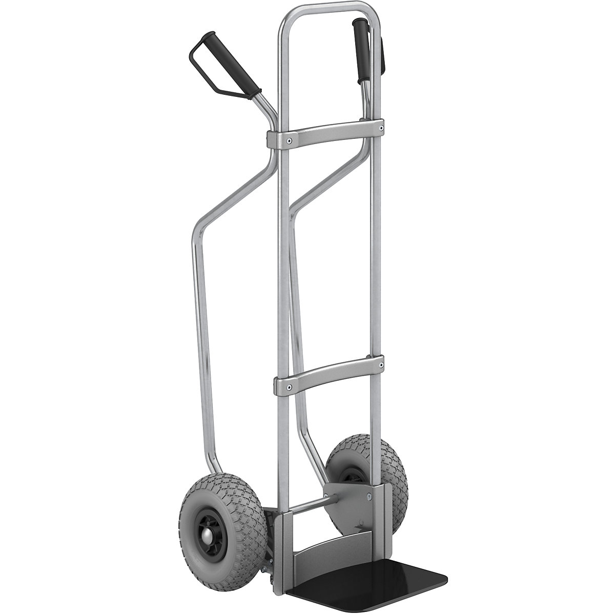 Carrello per sacchi con pattini, zincato – eurokraft pro, piano di appoggio largh. x prof. 280 x 250 mm, nero, ruote in poliuretano-0