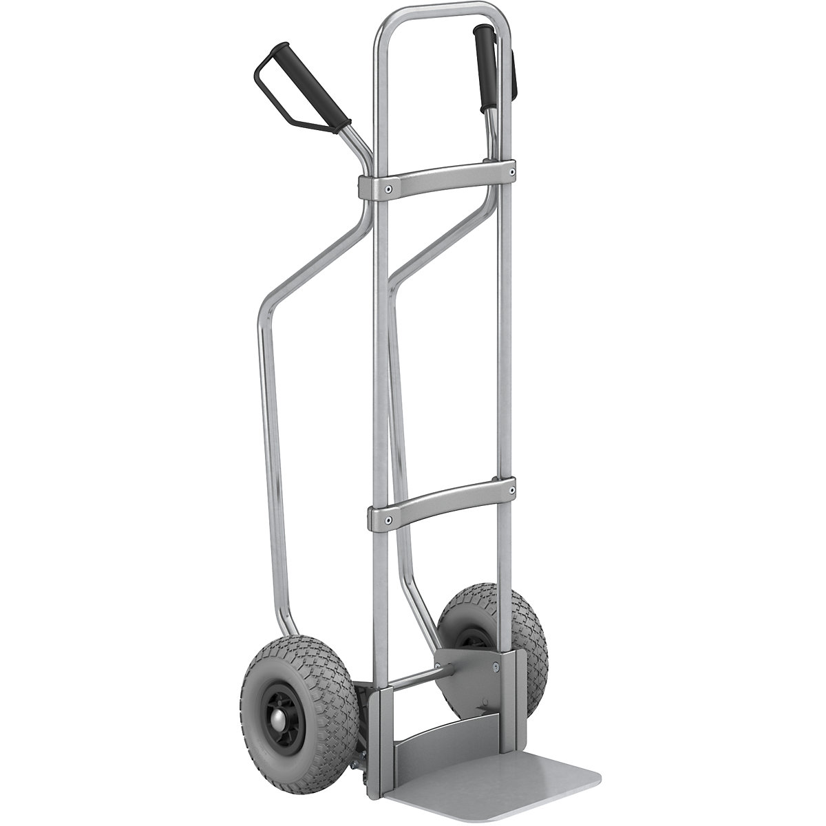Carrello per sacchi con pattini, zincato – eurokraft pro, piano di appoggio largh. x prof. 280 x 250 mm, zincato, ruote in poliuretano-0