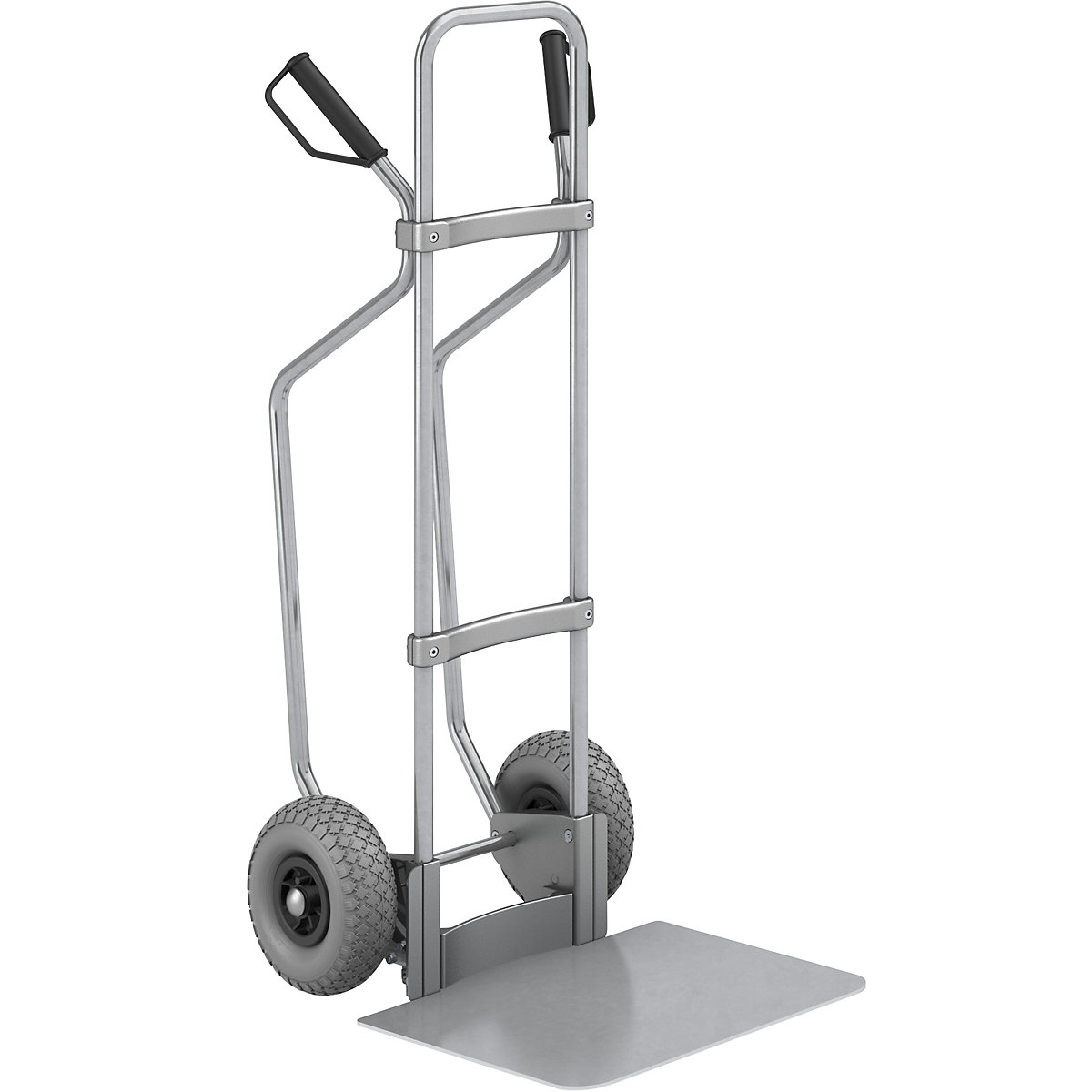 Carrello per sacchi con pattini, zincato – eurokraft pro, piano di appoggio largh. x prof. 450 x 500 mm, zincato, ruote in poliuretano-0