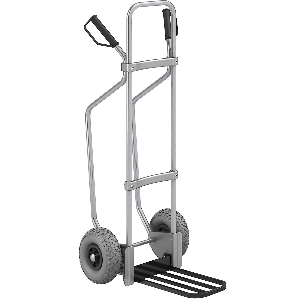 Carrello per sacchi con pattini, zincato – eurokraft pro, piano di appoggio per pacchi largh. x prof. 430 x 250 mm, nero, ruote in poliuretano-0