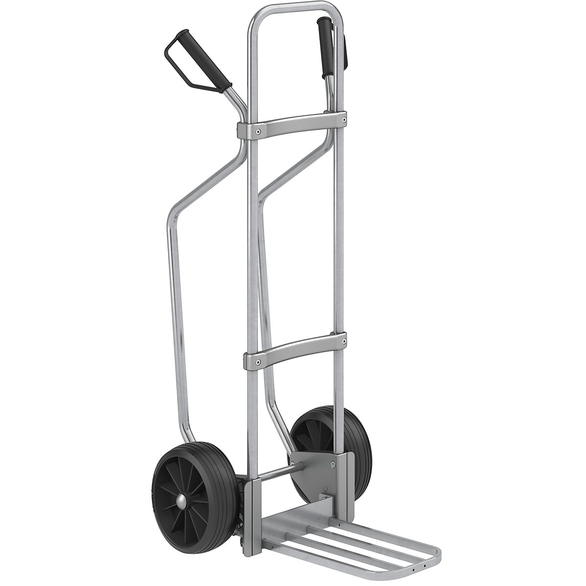 Carrello per sacchi con pattini, zincato – eurokraft pro, piano di appoggio per pacchi largh. x prof. 430 x 250 mm, zincato, ruote in gomma piena-0