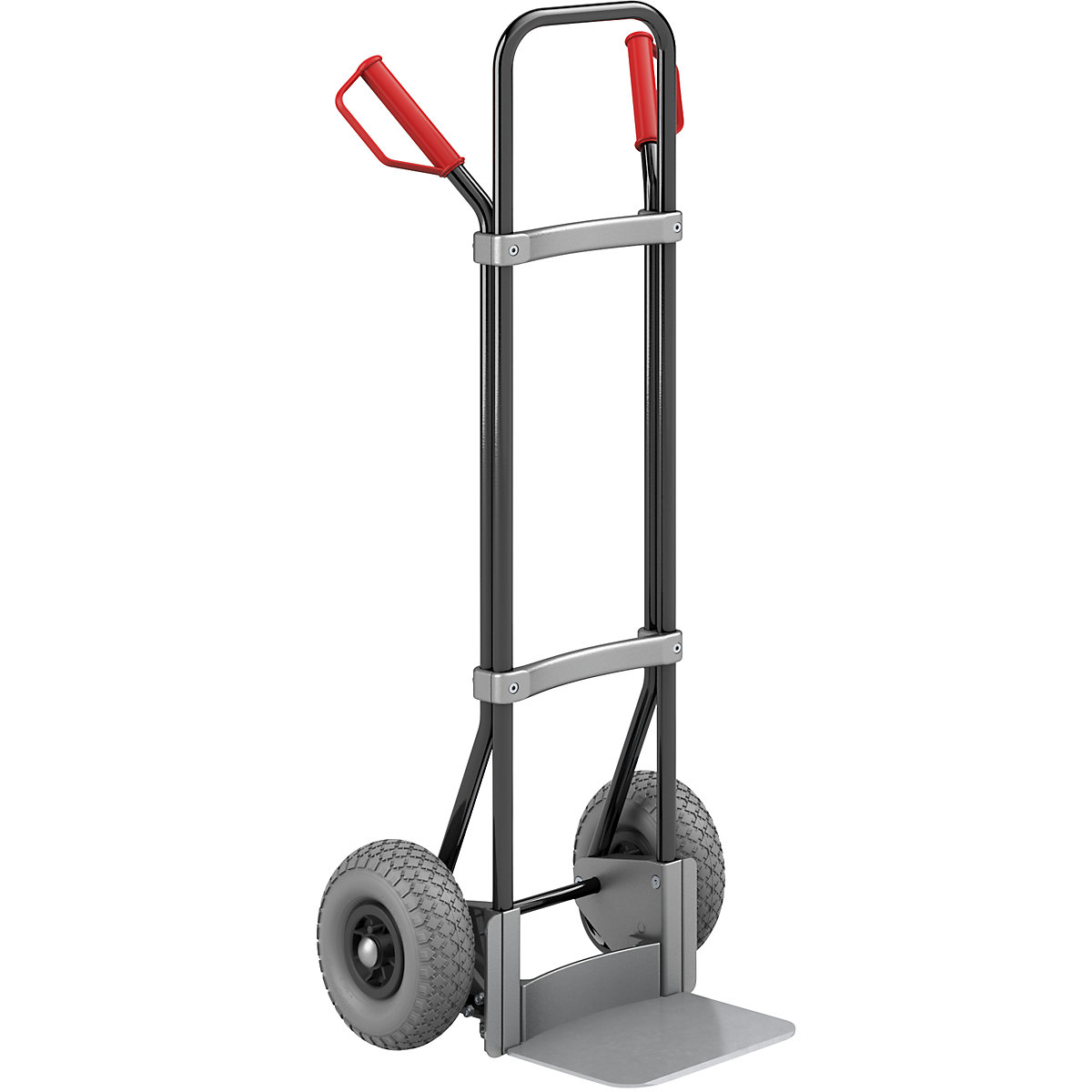 Carrello per sacchi, nero – eurokraft pro, piano di appoggio largh. x prof. 280 x 250 mm, zincato, ruote in poliuretano-0