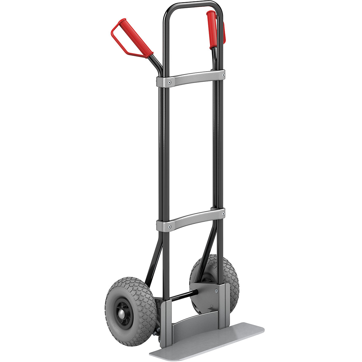 Carrello per sacchi, nero – eurokraft pro, piano di appoggio largh. x prof. 450 x 160 mm, zincato, ruote in poliuretano-0