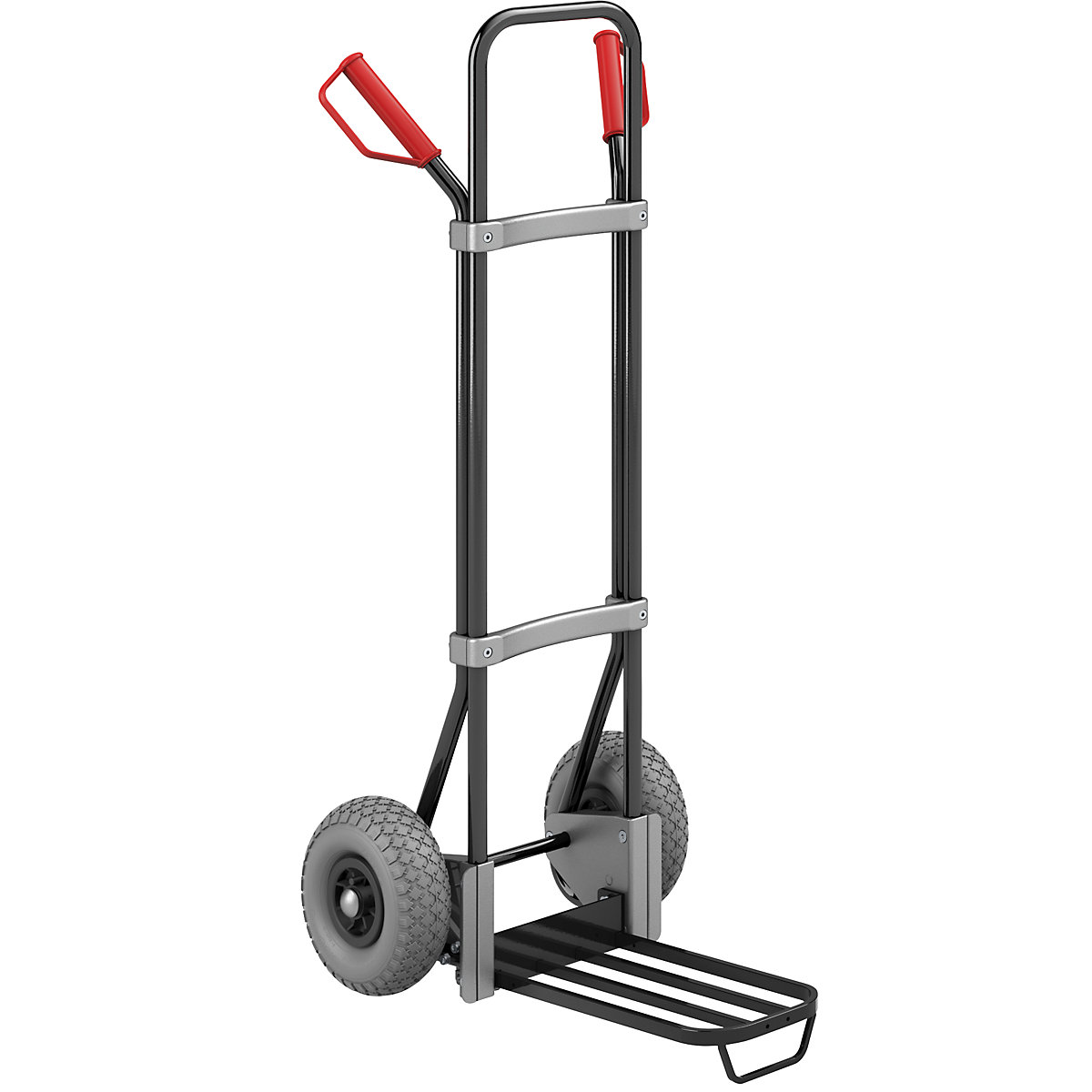 Carrello per sacchi, nero – eurokraft pro, piano di appoggio per pacchi largh. x prof. 430 x 250 mm, nero, con maniglia, ruote in poliuretano-0