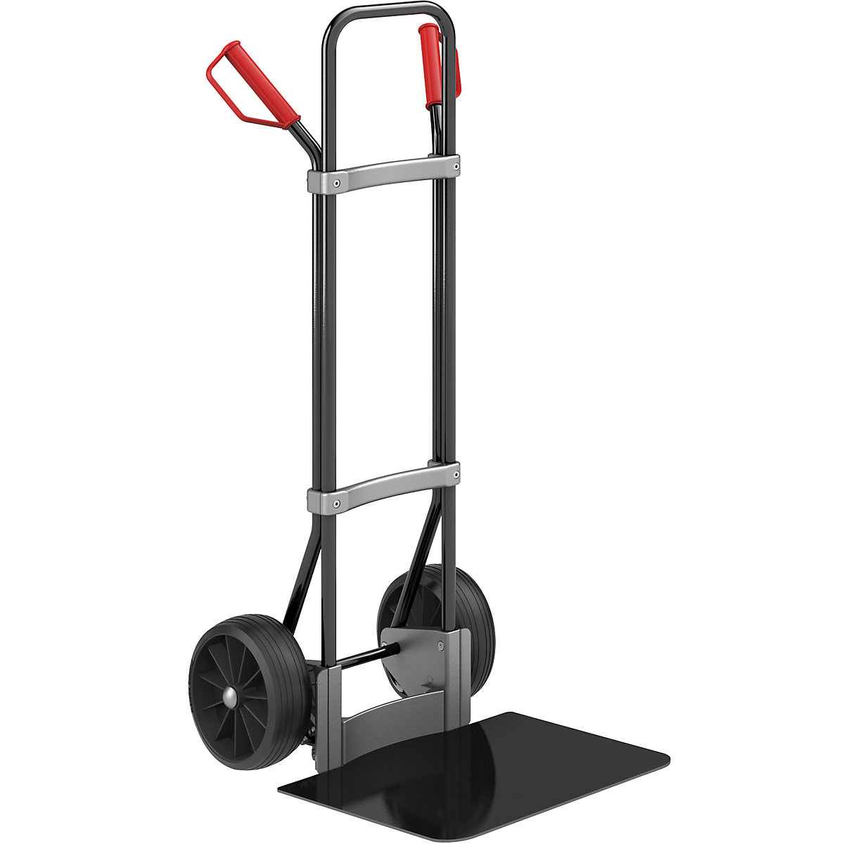 Carrello per sacchi, nero – eurokraft pro, piano di appoggio largh. x prof. 450 x 500 mm, nero, ruote in gomma piena-0