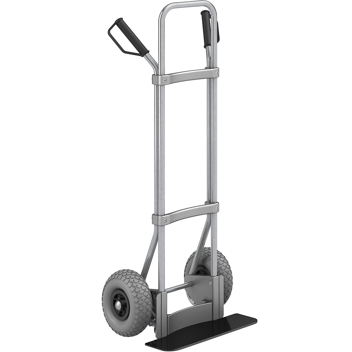 Carrello per sacchi, zincato – eurokraft pro, piano di appoggio largh. x prof. 450 x 160 mm, nero, ruote in poliuretano-0