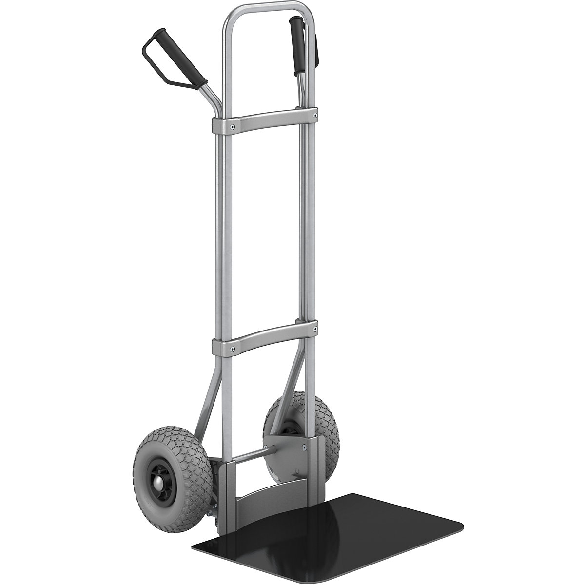 Carrello per sacchi, zincato – eurokraft pro, piano di appoggio largh. x prof. 450 x 500 mm, nero, ruote in poliuretano-0