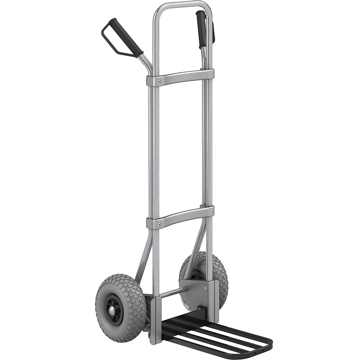 Carrello per sacchi, zincato – eurokraft pro, piano di appoggio per pacchi largh. x prof. 430 x 250 mm, nero, ruote in poliuretano-0