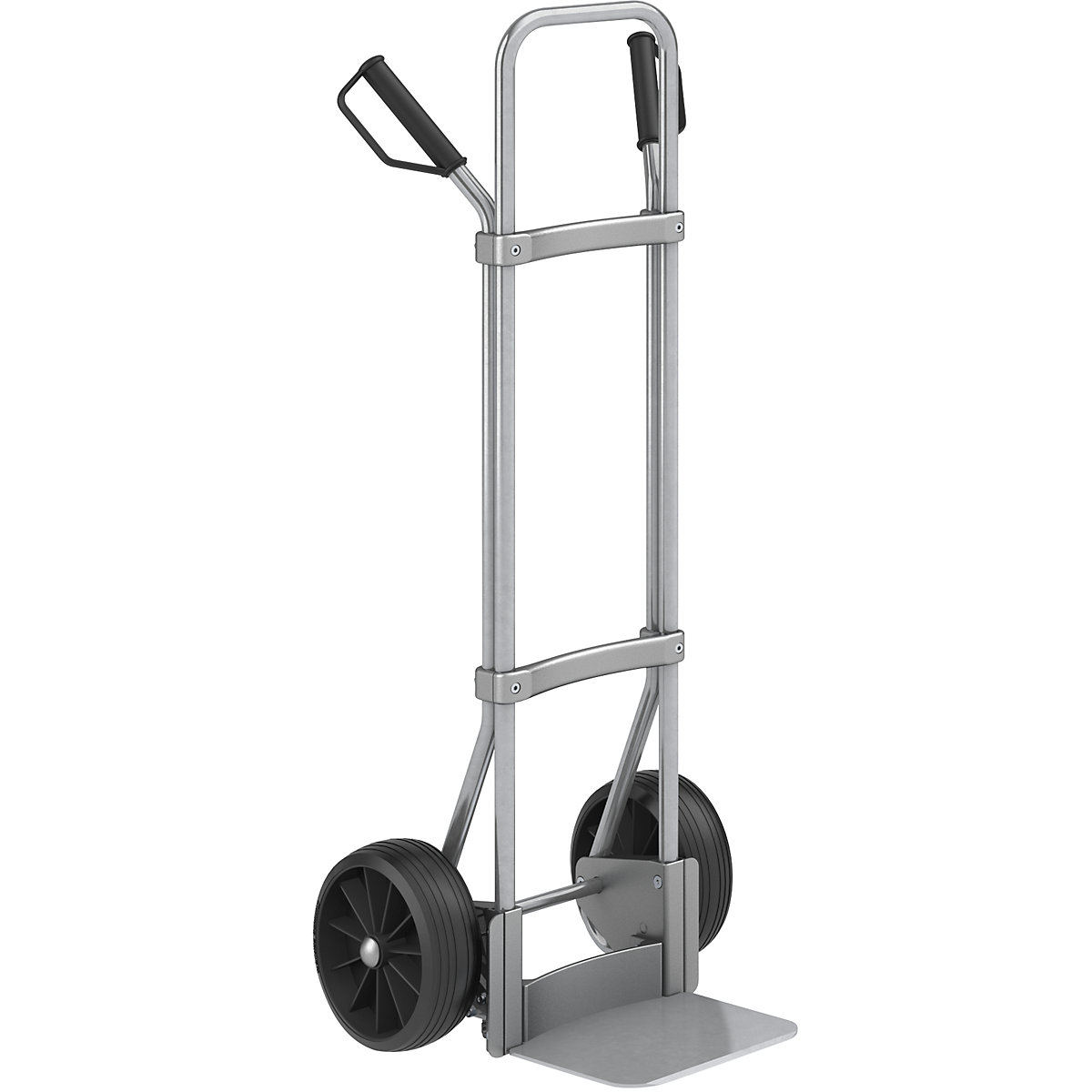 Carrello per sacchi, zincato – eurokraft pro, piano di appoggio largh. x prof. 280 x 250 mm, zincato, ruote in gomma piena-0