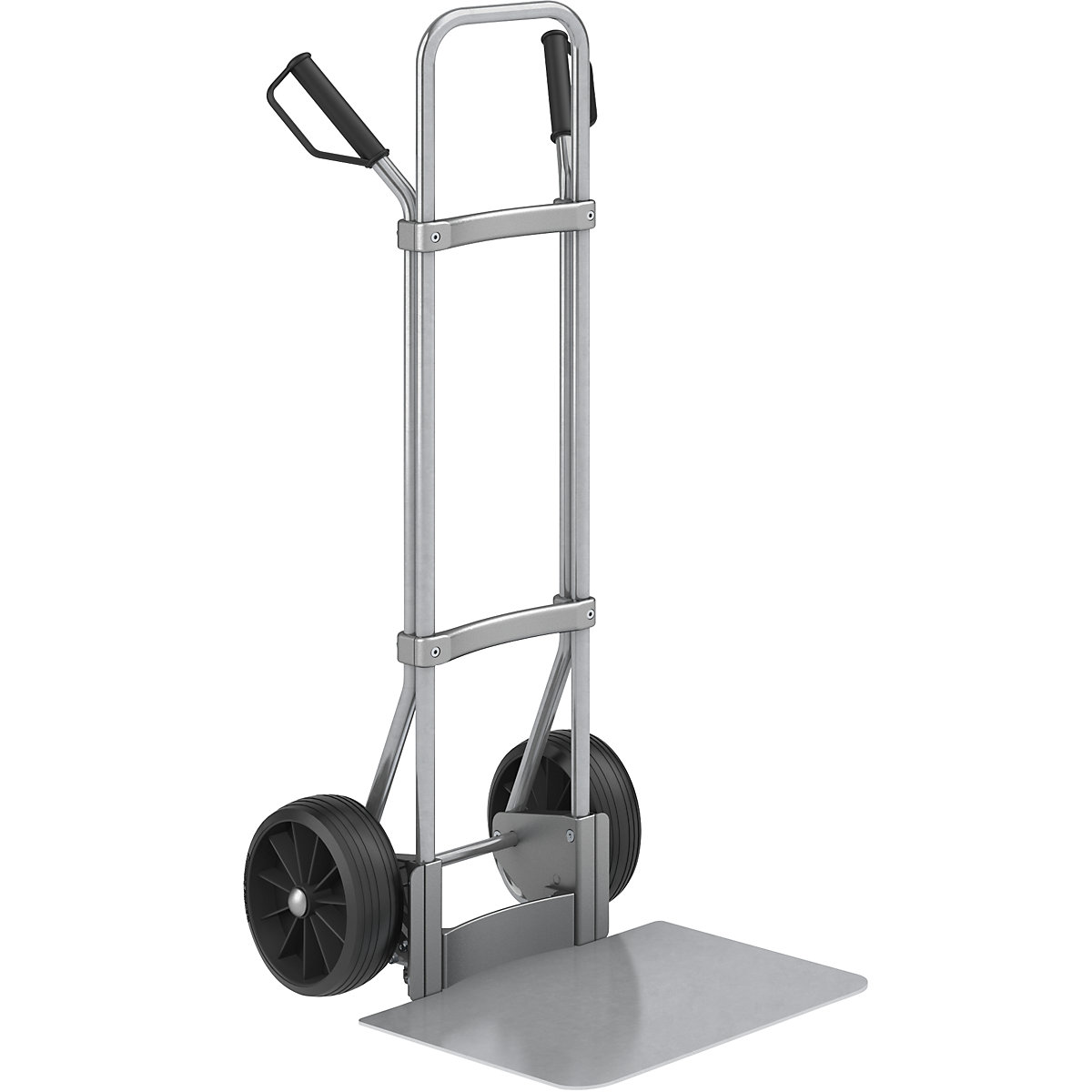 Carrello per sacchi, zincato – eurokraft pro, piano di appoggio largh. x prof. 450 x 500 mm, zincato, ruote in gomma piena-0