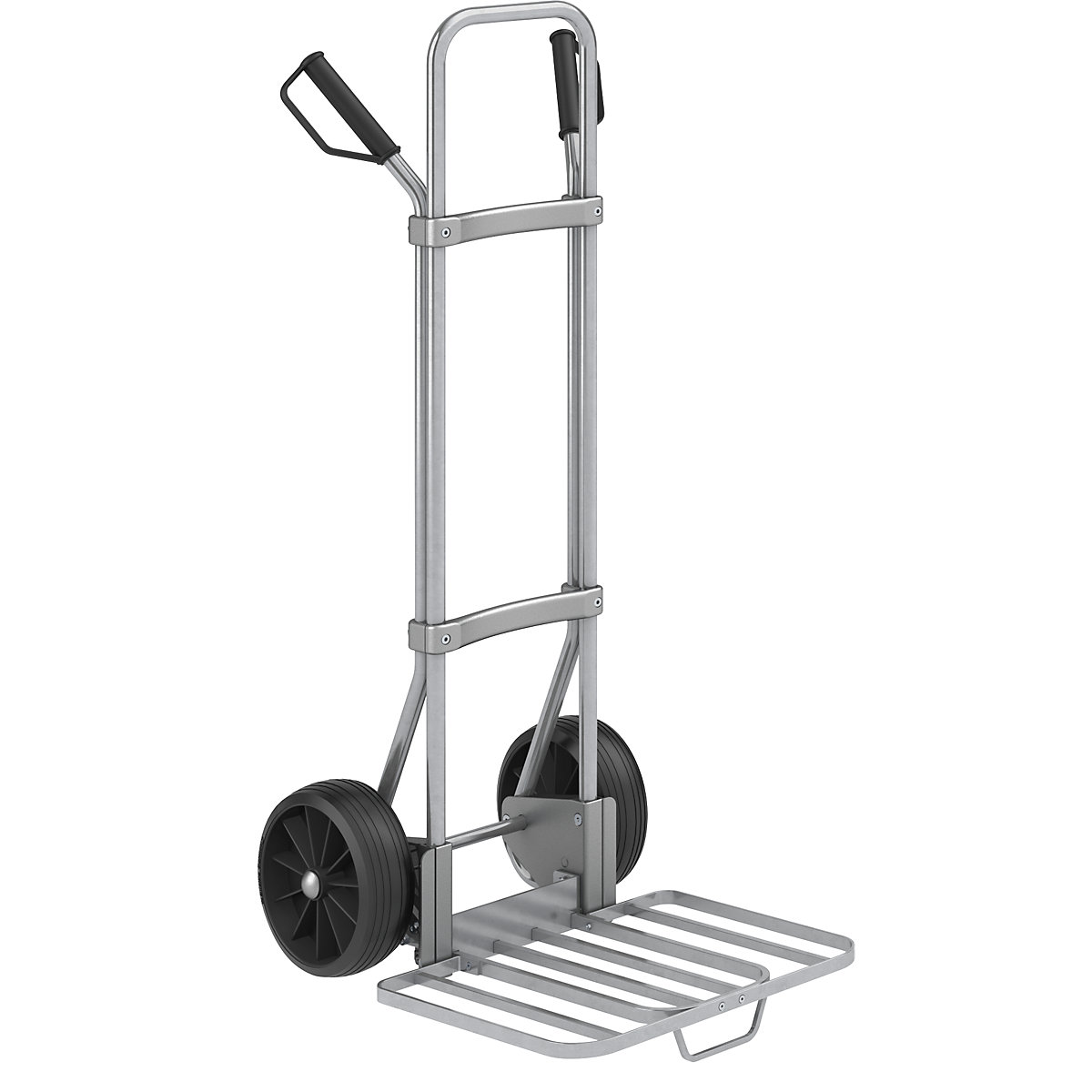 Carrello per sacchi, zincato – eurokraft pro, piano di appoggio per pacchi largh. x prof. 430 x 450 mm, zincato, con maniglia, ruote in gomma piena-0