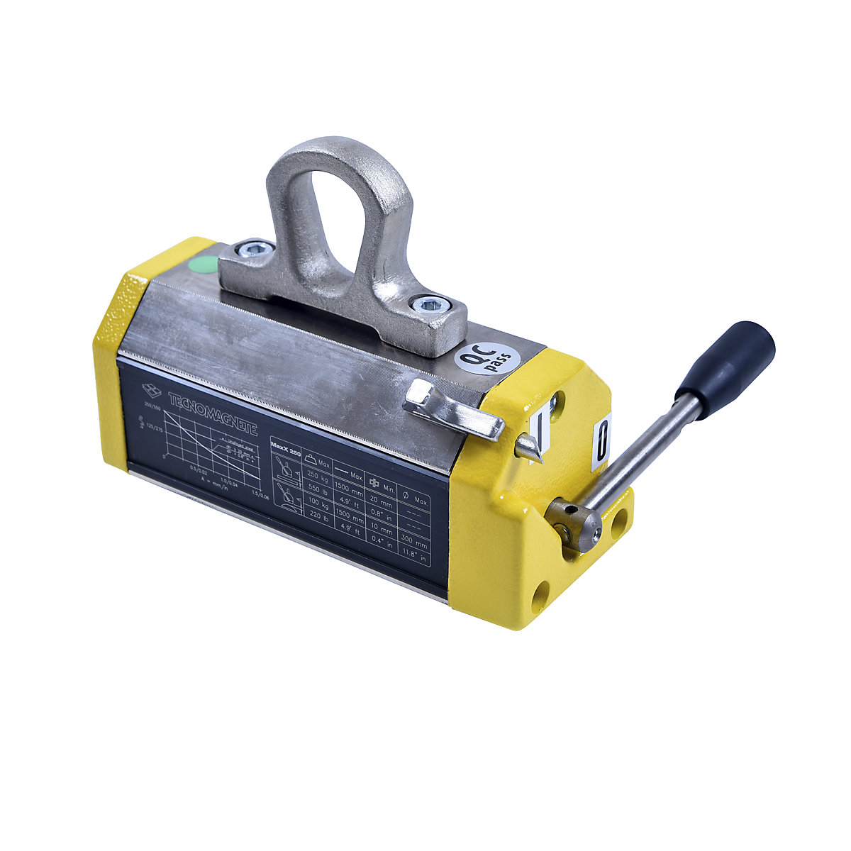 Magnet permanent de ridicare, pentru material plat și rotund, forță de ridicare 250 kg material plat, 100 kg material circular-0