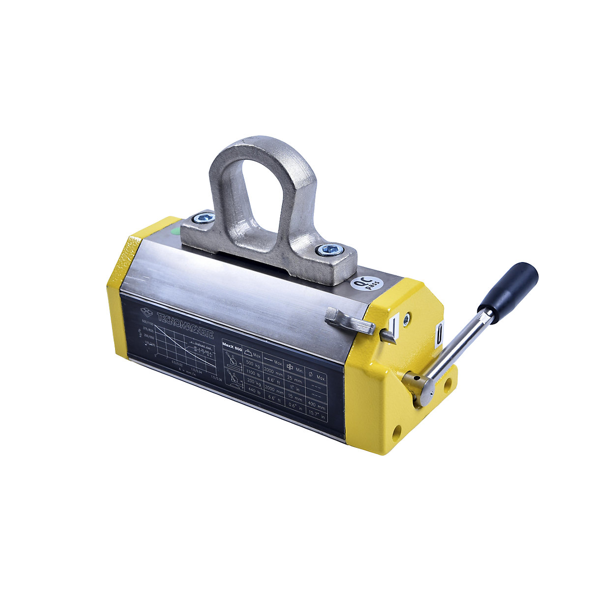 Magnet permanent de ridicare, pentru material plat și rotund, forță de ridicare 500 kg material plat, 200 kg material circular-0