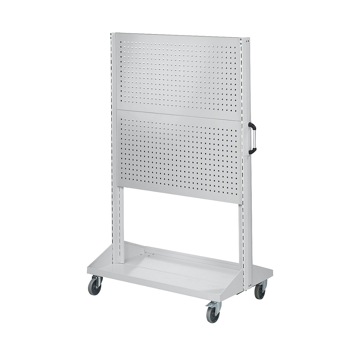 Cărucior pentru unelte și materiale – ANKE, cărucior de bază cu 2 x 2 panouri perforate, lungime 1250 mm, gri-0