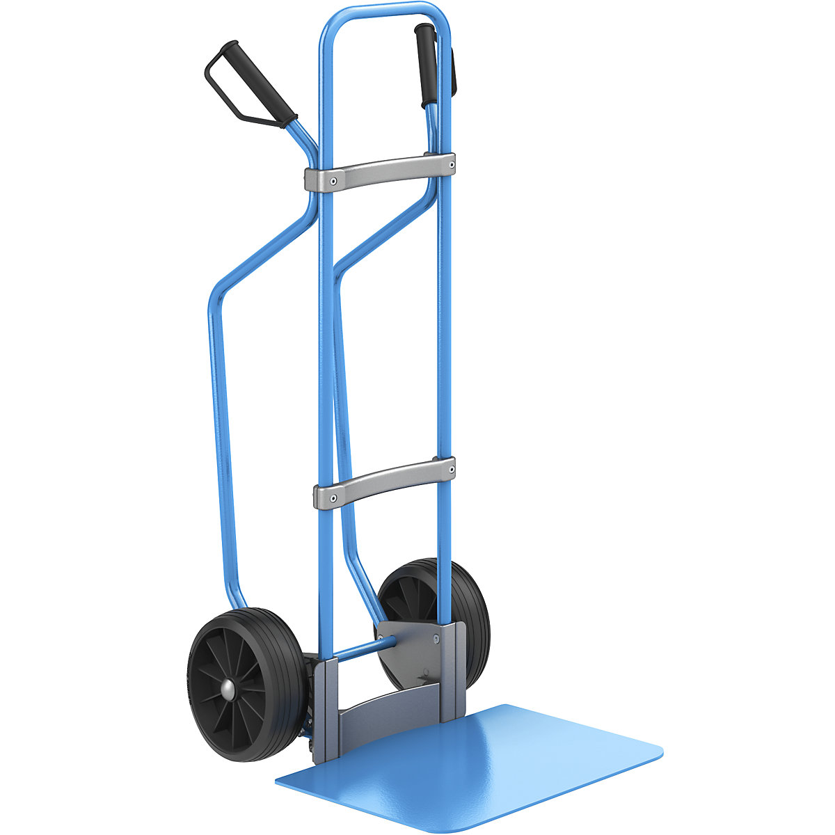Liză cu tălpi, albastră – eurokraft pro, lăț. x ad. platformă 450 x 500 mm, albastră, anvelope din cauciuc plin-0