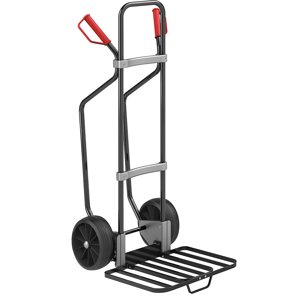Liză cu tălpi, neagră – eurokraft pro, lopată pachete lăț. x ad. 430 x 450 mm, neagră, cu mâner, anvelope din cauciuc plin-0