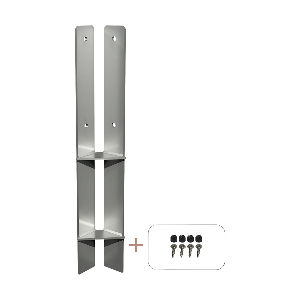 Kutno podnožje za stup, VxŠxD 600 x 60 x 60 mm, u srebrnoj boji-0