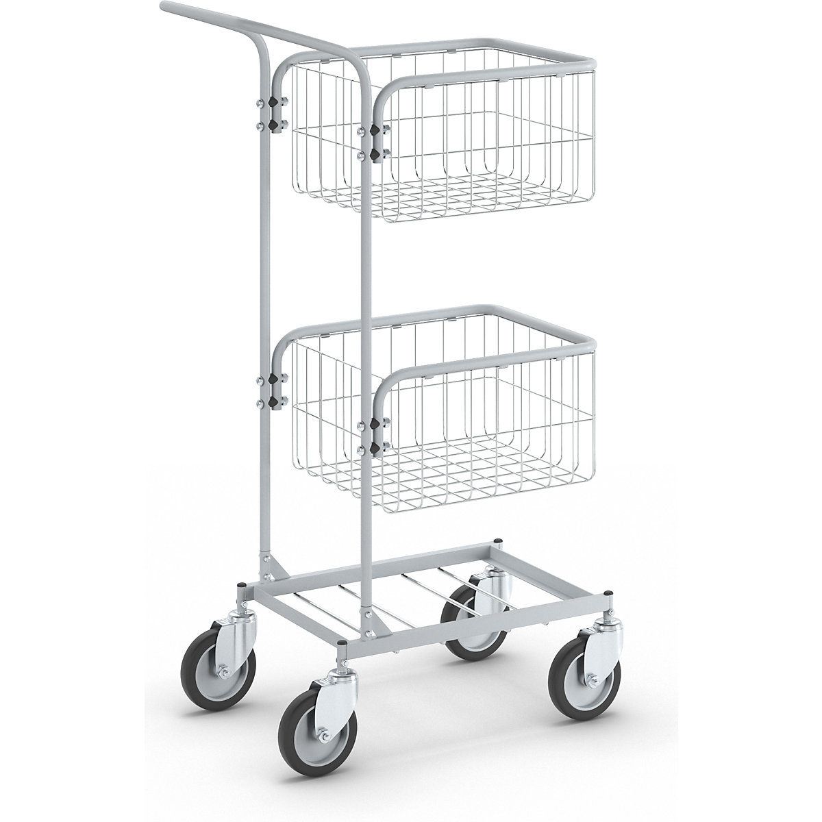 Kancelářský vozík KOMPAKT – eurokraft pro, barva podstavce stříbřitě šedá, 4 otočná kola, Ø kola 125 mm-1