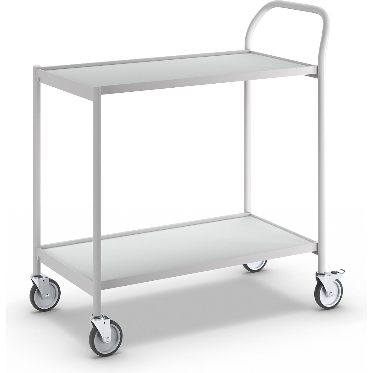 Stolový vozík – HelgeNyberg, 2 etáže, d x š 800 x 420 mm, šedá / šedá-3