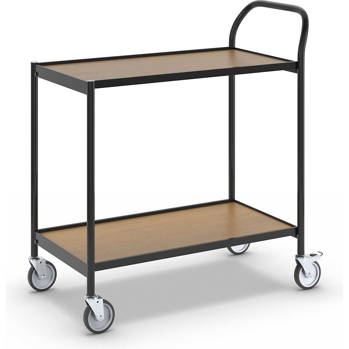 Stolový vozík – HelgeNyberg, 2 etáže, d x š 800 x 420 mm, černá / dub-8