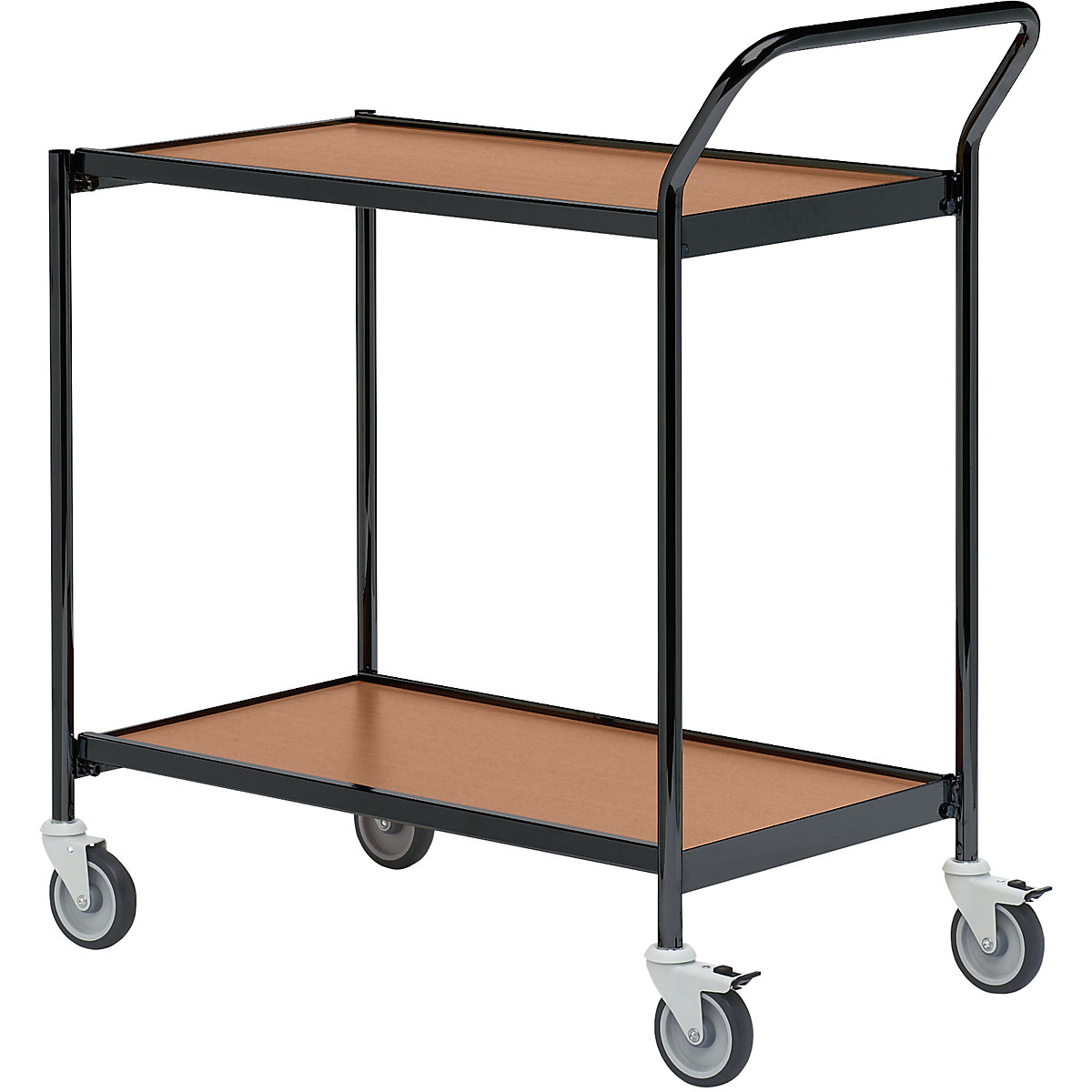 Stolový vozík – HelgeNyberg, 2 etáže, d x š 800 x 420 mm, černá / dub, od 5 ks-5