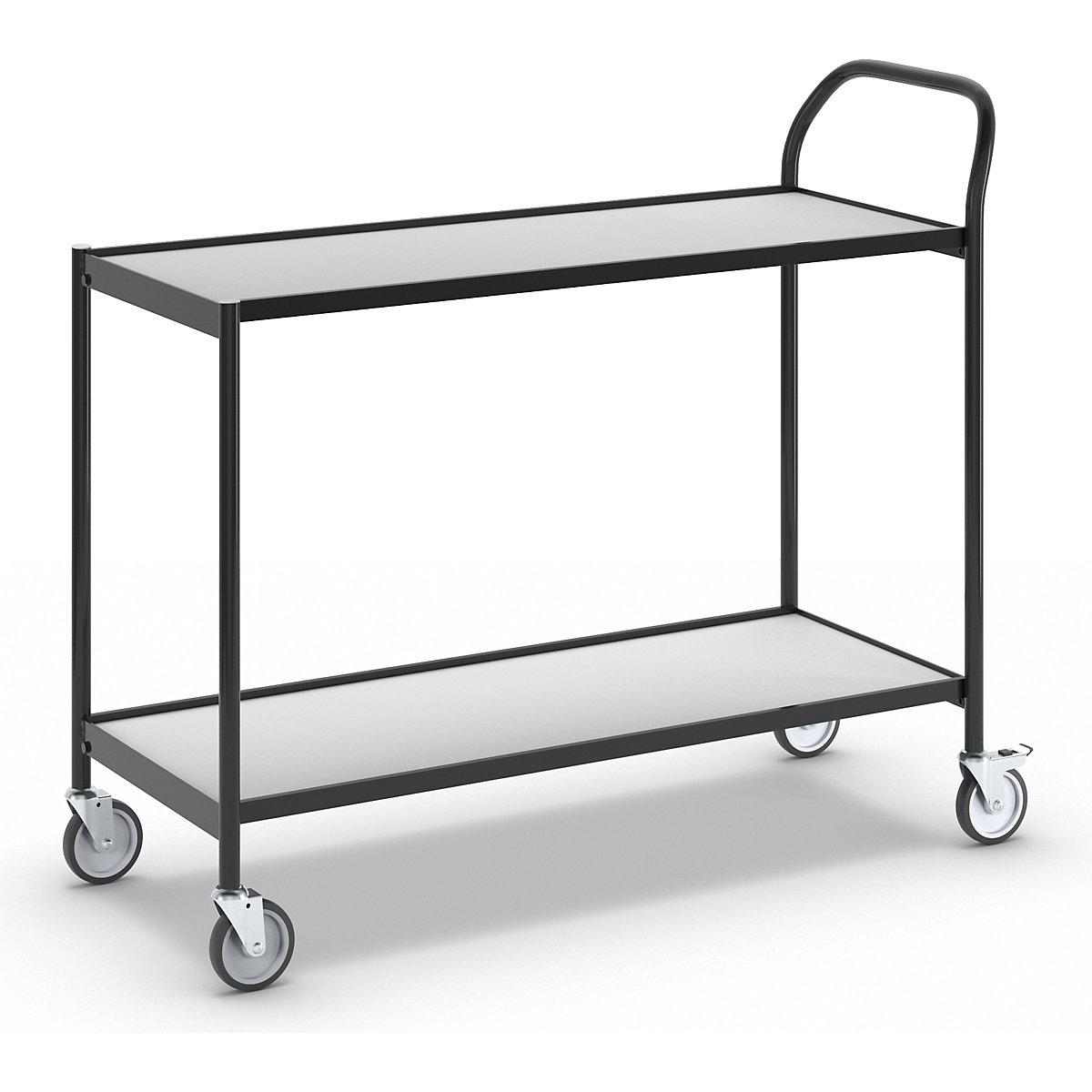 Stolový vozík – HelgeNyberg, 2 etáže, d x š 1000 x 420 mm, černá / šedá-4