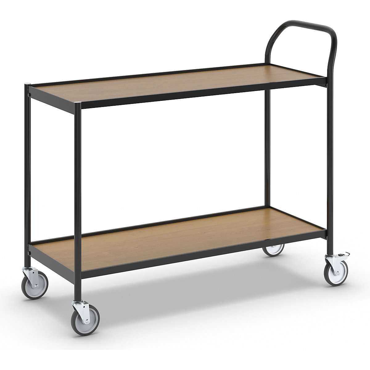 Stolový vozík – HelgeNyberg, 2 etáže, d x š 1000 x 420 mm, černá / dub-10